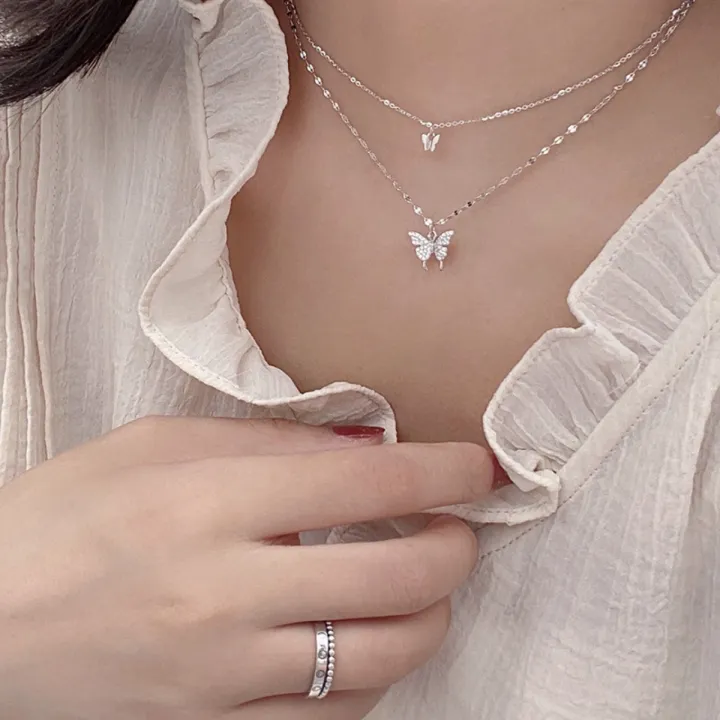 Elegant%20Plated%20Chain%20Butterfly%20Necklace%20-Multi-Layer%20Link%20-Charm%20Pendant%20Clavicle%20Choker%20Necklace%20for%20Women%20Statement%20Jewelry%20-%20Image%203