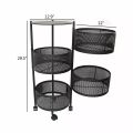 4 Tier Kitchen Storage Shelf Rotating Fruit and Vegetable Basket Shelf Rotatable Rack Floor Living Room Movable Household Shelf. 