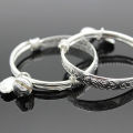 Baby Silver Plated Adjustable Embossing Bell Bangle Jewelry. 