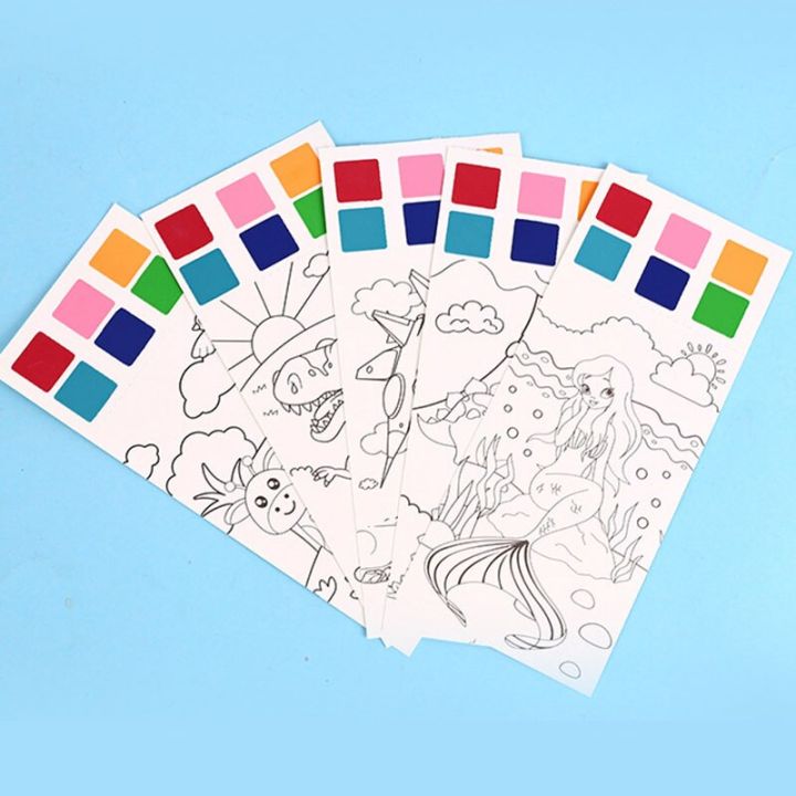 20Pages Toddlers Coloring Books Magic Paint with Water Drawing Toys Children Gouache Graffiti Picture Pocket Watercolor Bookmark