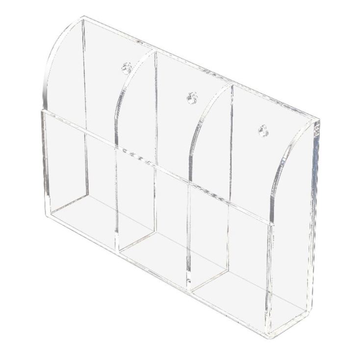 Clear Acrylic Remote Control Holder Wall Mount Media Organizer Storage Box (Three Compartments)