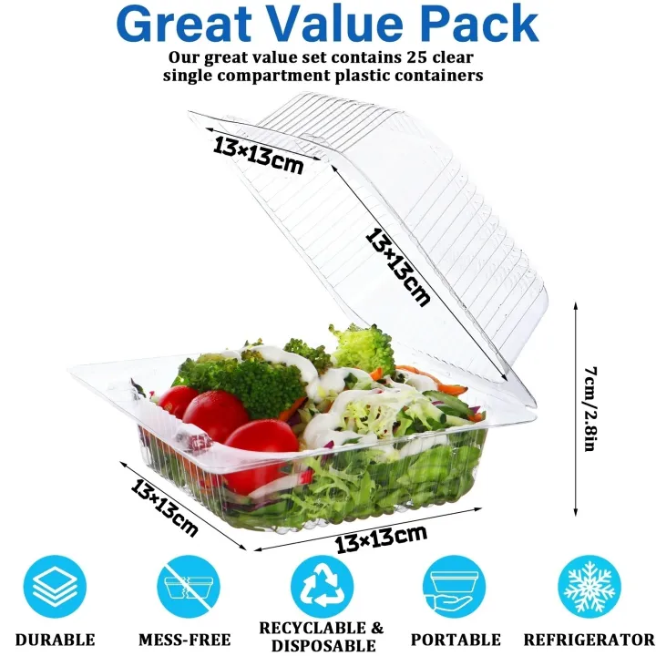 25%20Pieces%20Clear%20Transparent%20Hinged%20Plastic%20Container%20Disposable%20Single%20Compartment%20Take%20Out%20Togo%20Boxes%20For%20Multi%20Purpose%20Usage%20Boxes%2013x13cm%20-%20Image%207