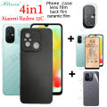 BLKNAIM 4in1 For Xiaomi Redmi 12C Phone Case Soft Silicone Phone Case+Ceramic Membrane tempered glass+Lens Film+Back Cover. 