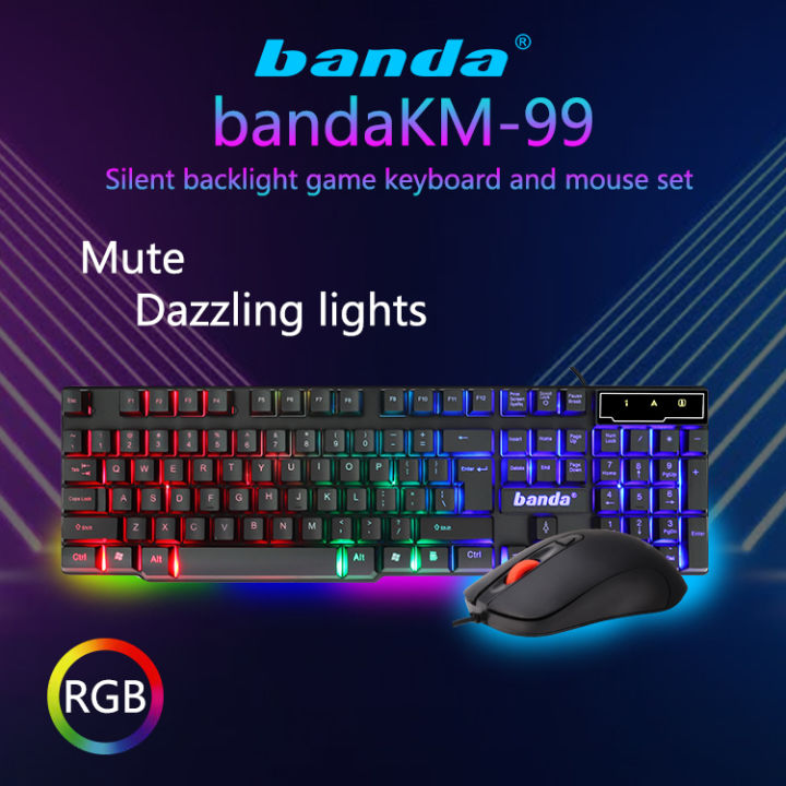 RGB Gaming keyboard with mouse High quality colorful back light keyboard USB wired LED gaming keyboard and mouse combo -KM-99