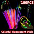 100/200PCS Glow Sticks Party Fluorescence Light Glow In The Dark Bracelet Necklace Neon Wedding Birthday Party Props Decor. 