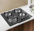 4 Burner Black Tempered Glass Gas Cooker Hob. 