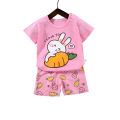 Yfashion Kids T-shirt Set Cartoon Printing Short Sleeve Cotton Tops Shorts Suit For 1-4 Years Old Boys Cotton Girls. 