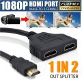 HDMI Splitter Adapter Cable , Dual HDMI Port Y Splitter 1 In 2 Out / HDMI Male To HDMI Female 1 To 2 Way for HDMI HD, LED, LCD, TV,PS3. 