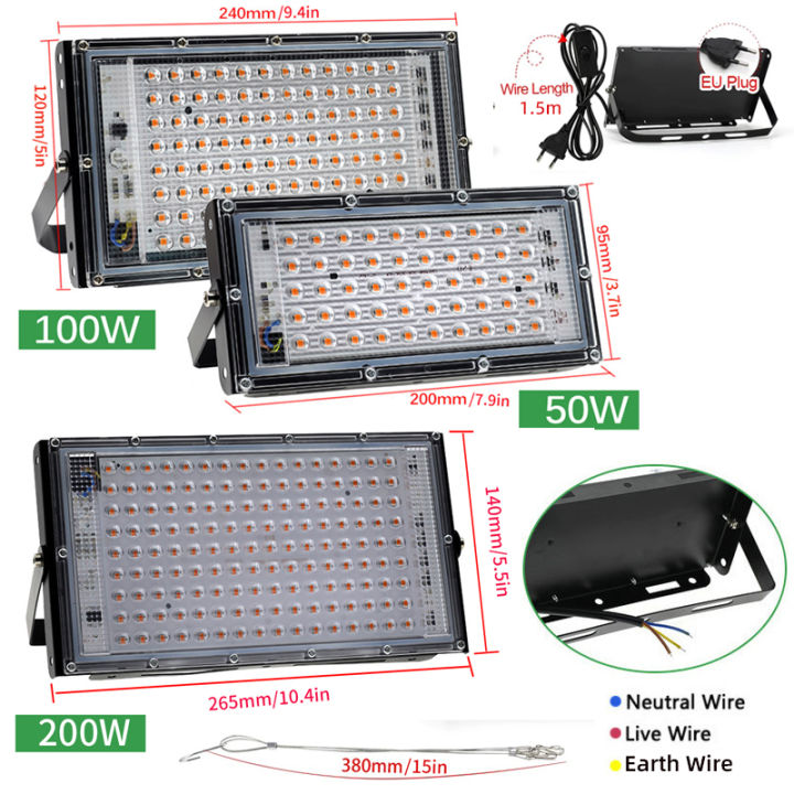 NEW Full Spectrum LED Grow Light Phyto Lamp AC 220V 50W 100W 200W 300W ...
