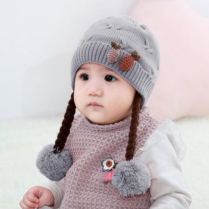 %E3%80%90BestGO%E3%80%91Cute%20Kids%20Toddler%20Girls%20Baby%20Winter%20Braid%20Crochet%20Knit%20Hat%20Beanie%20Hairball%20Cap%20/(3M-12M)%20MZ0691%20children's%20cartoon%20strawberry%20braids%20hair%20ball%20wool%20knit%20cap%20hat%20ear%20-%20Image%203
