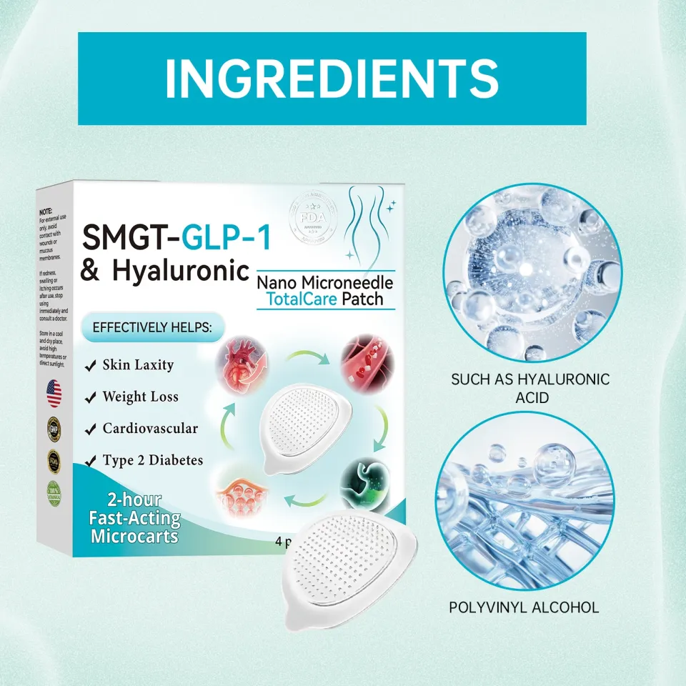 SMGT-GLP-1 Nano Microneedle Patch (4pcs) - Painless Injection Alternative  for Weight Loss Diabetes - With Hyaluronic Acid - 24hr Continuous Release |  Daraz.lk