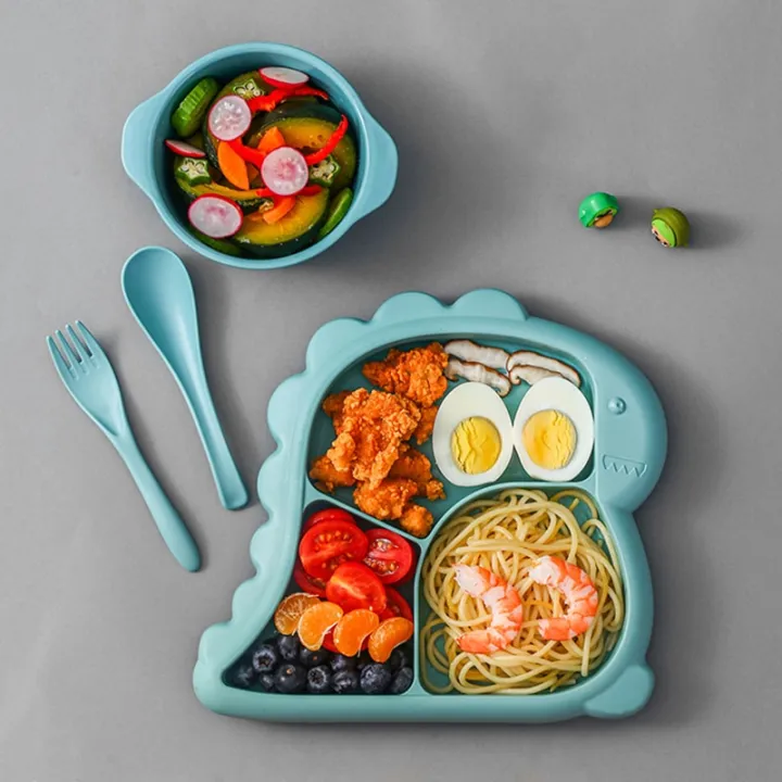 4%20PCS%20Baby%20Bowls%20Plates%20Spoons%20Forks%20Food%20Tableware%20Set%20BPA%20Free%20Non-Silp%20Kid%20Dishes%20Dinosaur%20Food%20Feeding%20Bowl%20For%20Child%20-%20Image%205