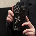 Luxurious Three-dimensional Cross Kroxin PU Leather Printed Grand Phone Case for iPhone 16 15 14 Plus 13Pro Max Protective Cover. 