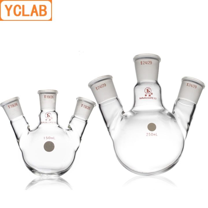 %E3%80%90InnovateWorld%E3%80%91YCLAB%20150mL%2019/26%20*%203%20Distillation%20Flask%20Oblique%20Shape%20with%20Three%20Necks%20Standard%20Ground%20Mouths%20Distilling%20Round%20Bottom%20-%20Image%203