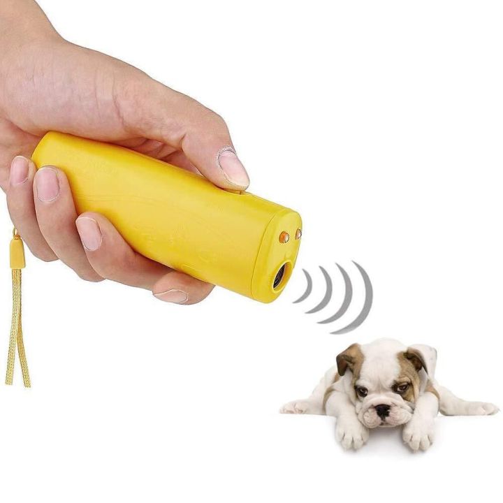 LED Flashlight Ultrasonic Dog Repeller Portable Dog Trainer, Colour: Single-headed Yellow