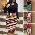 Women Printed Dress Floral Print Slim Fit Summer Dress for Women Knee Length Round Neck Short S ve Commute Dress Women Dress. 