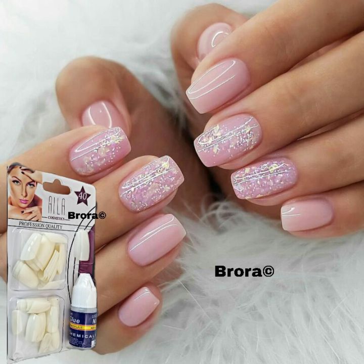 AILA Nail tips Artificial Fake Nails With Nail Glue- 35 Pcs