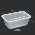 5/10/15/25/50pcs 1000ml Transparent Food-grade Rectangular Plastic Lunch Box And Fresh-keeping Container With Lid For Kitchen Foods Vegetable Fruits & Salads Etc.... 
