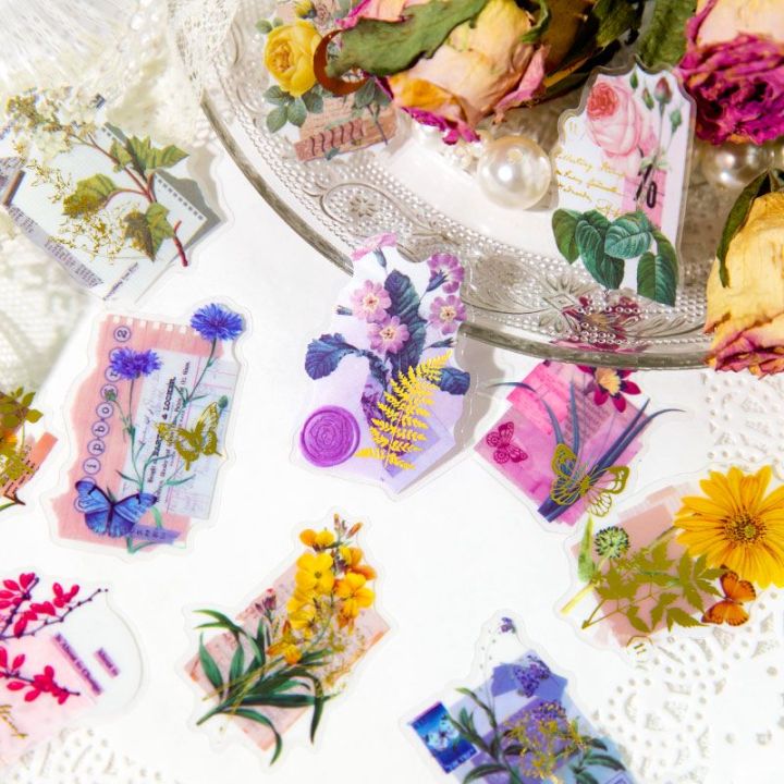 Mr.%20Paper%2030pcs/%20Pack%20PET%20Waterproof%20Stickers%20Gilding%20Flowers%20Series%20Literature%20Stickers%20Aesthetic%20Decoration%20Stationery%20-%20Image%205