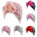 Sweet Flower Print Baby Hat Turban Autumn Winter Warm Infant Toddler Beanies Soft Elastic Pearl Kid Girl Boy Head Wrap Bonnet. 