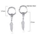 Qingwen Feather titanium steel earrings for men set ear piercing Stainless steel earrings cool hypoallergenic iareng for men kpop round airing hikaw for boys 925 silver earings for men on sale. 