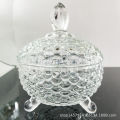 Designer Cut Footed Sugar Bowl Sweet Candy Bowl Jar with Lid Fish Scales Series. 