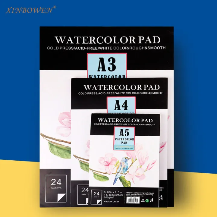 24-page%20Watercolor%20Pad%20Sketchbook%20Paper%20A3/A4/A5%20glue%20bound%20180g/200g%20texture%20cotton%20pulp%20paper%20art%20supplies%20for%20Drawing%20Painting%20Color%20Pencil%20Book%20-%20Image%202