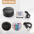 10 Pack 3D Night LED Light Lamp Base + Remote Control + USB Cable, 16 Colors Light Show Display Stand for Acrylic Black. 