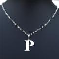 Stainless Steel Necklace N Letter Pendant with Stainless Steel O-chain Alphabet Jewelry For Girls Boys. 