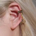 Qingwen Retro Gothic Dragonfly Ear Clip without Pierced Ears Europe and America ins Creative Long Single Ear Clip Female Cross-Border Earrings. 