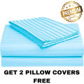 Egyptian Strips Cotton Bedsheet With 2 Pillow Covers. 