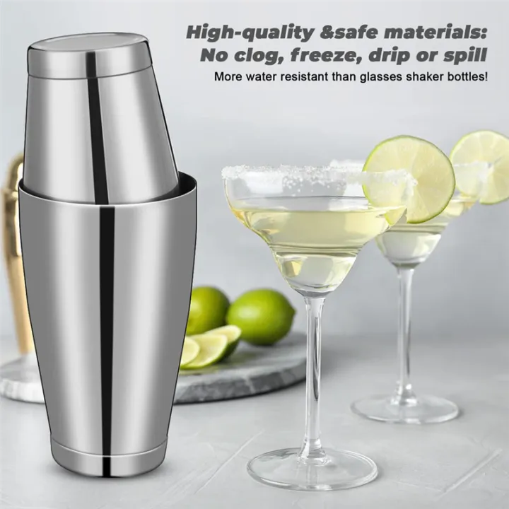 3Sets%20Cocktail%20Shakers%20Professional%20Bar%20Shaker%20Boston%20Shaker%20Set%20Stainless%20Steel%20Shaker%20Drink%20Mixer(Silver)%20Easy%20to%20Use%20-%20Image%202