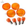 【Orange】 4 Red Motorcycle Signal Lights Indicator Lens Case for Harley Electra Road Glide King Boy. 