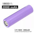 2000mAh 18650 Rechargeable Lithium ion Battery, 3.7 V (used). 
