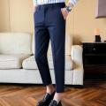 Spring and Summer Drooping Straight Cropped Suit Pants Men's Slim Fit Skinny Pants Korean Fashion Men's Suit Pants Trousers 1/2 Pieces. 