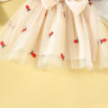 Summer Flower Girl Short Sleeve Dress Pineapple Embroidery Mesh Baby Princess Dress Girl Clothing. 