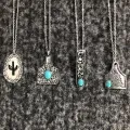 Western Design Cow Ear Tag Embossed Floral Turquoise Stone Dots Pendant Choker Necklaces for Women Cowgirl Neck Jewelry Gift. 