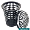 Round Shape Home Dirty Clothes Storage Extra Large Plastic Laundry Basket with Lid - BLACK. 