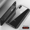 Global Collections Glass Case Back Cover Logo Cut  Glass Case For Apple iphone Xs Black(Black). 
