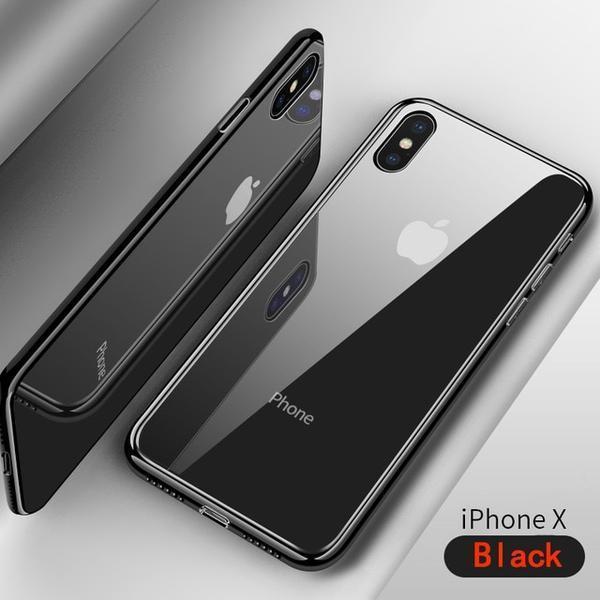 Global Collections Glass Case Back Cover Logo Cut  Glass Case For Apple iphone Xs Black(Black)