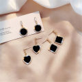 Black Earrings Drop Earrings Girls Crystal Earring Heart Drop Earrings Crystal Earring Women Earrings. 