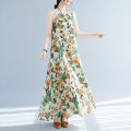Yfashion Summer Sleeveless Tank Dress For Women Cotton Bohemian Printing Cotton Linen Long Skirt Loose Casual Dress. 