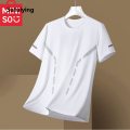 Sutuiying 2025 New MINISO Ice Silk Short Sleeve T-shirt for Men's New Thin Breathable Quick Drying Large Mesh Ice Feel Quick Drying Clothes. 