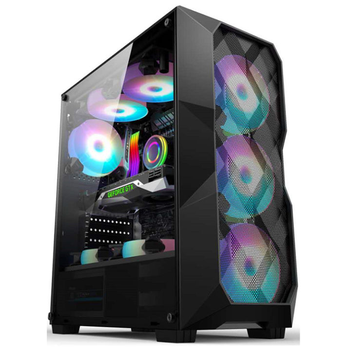 RUIX Cooling Gaming PC Casing Mid Tower Desktop With 8 Cooling Fans ...