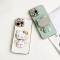 TA for Samsung A21S Back Cover Hello Kitty Mirror Folding Bracket Luxury 6D Plating Case Soft Silicone Square Phone Case for Girls. 