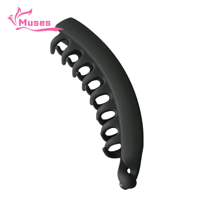 Muses Mall Banana Hair Clip Double-row Tooth Hair Claw Large Double-row Anti-slip Hair Claw Clip with Frosted Texture Stylish Banana Shape Hairpin for Easy Twist Hairstyles Solid Color Design for Unique Hair