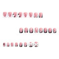 HZ147 24PCS Square Fake Nails with Zebra Print for Nail Art - Pink. 