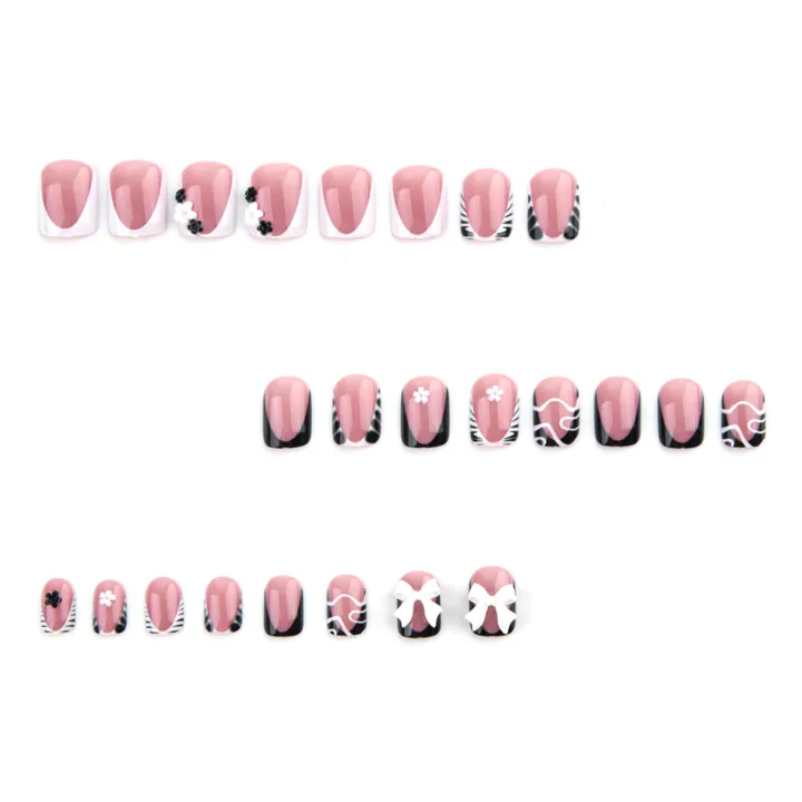 HZ147%2024PCS%20Square%20Fake%20Nails%20with%20Zebra%20Print%20for%20Nail%20Art%20-%20Pink%20-%20Image%202