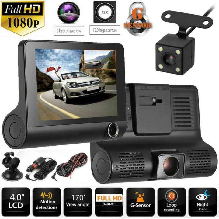Car Dash cam 3 Camera WDR Lens Video Car DVR Full HD 1080P