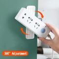 360° Rotation Movable Plug-In Wall Hanging Holder / Home Punch Free Power Socket Holde / White Panel Holder Punch-free Insert Hold Rack. 